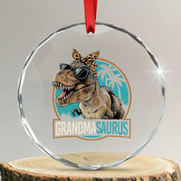 Grandmasaurus Funny Dinosaur Grandma Crystal Glass Ornament Family Matching
