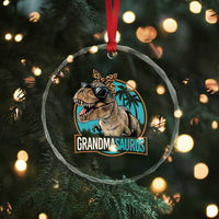 Grandmasaurus Funny Dinosaur Grandma Crystal Glass Ornament Family Matching