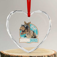 Grandmasaurus Funny Dinosaur Grandma Heart Crystal Glass Ornament Family Matching