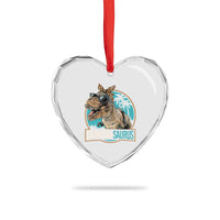 Grandmasaurus Funny Dinosaur Grandma Heart Crystal Glass Ornament Family Matching