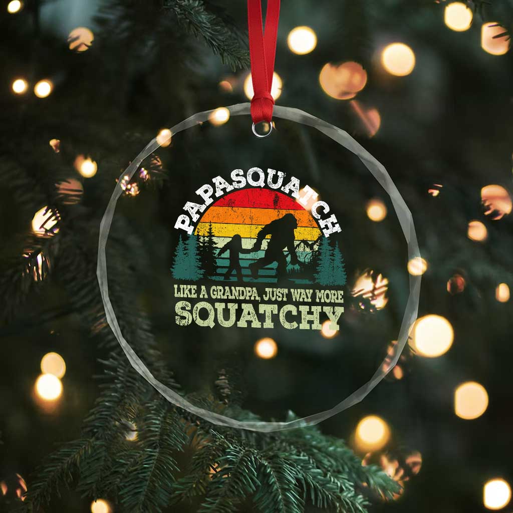 Grandpa Bigfoot Crystal Glass Ornament Retro Sasquatch Funny - Wonder Print Shop