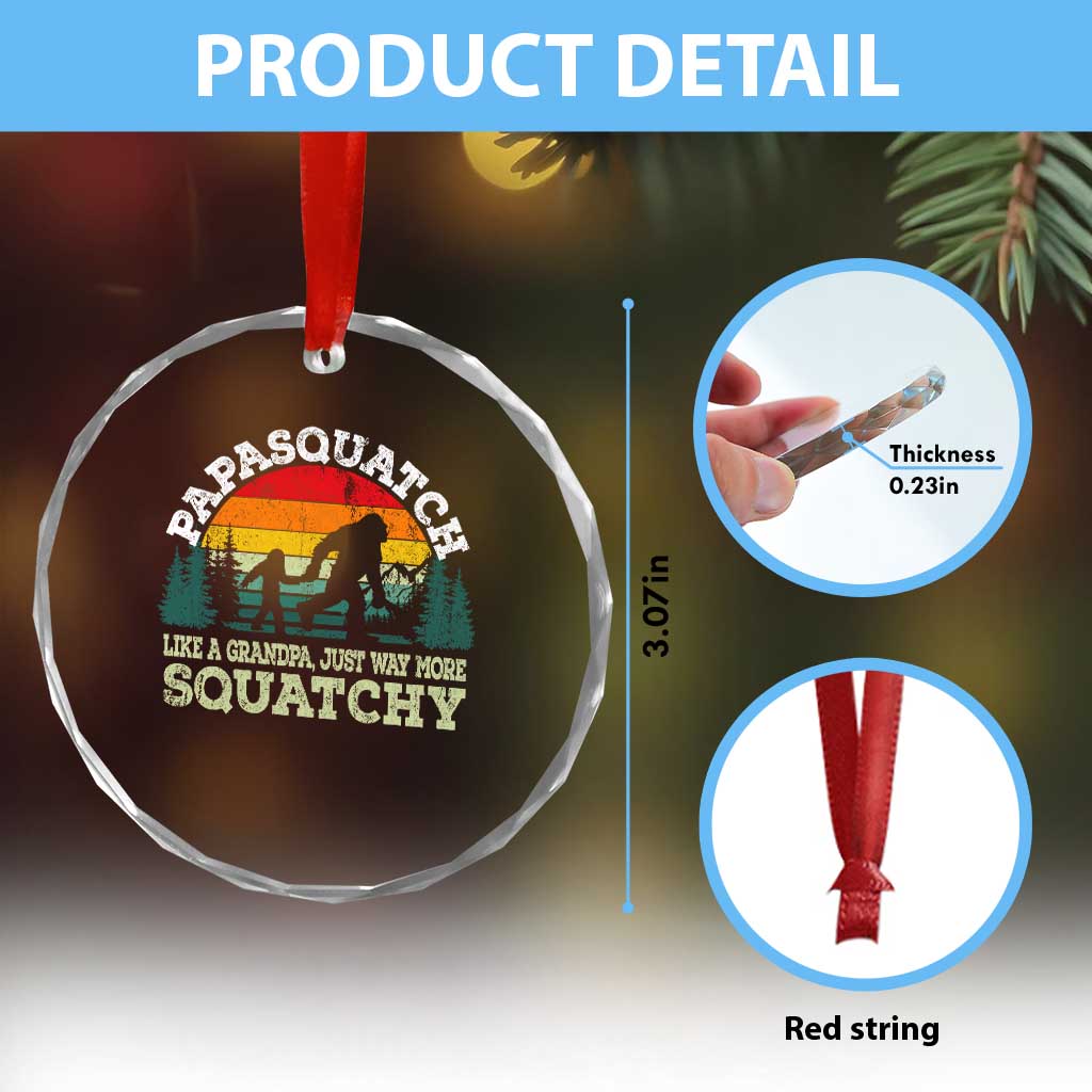 Grandpa Bigfoot Crystal Glass Ornament Retro Sasquatch Funny - Wonder Print Shop