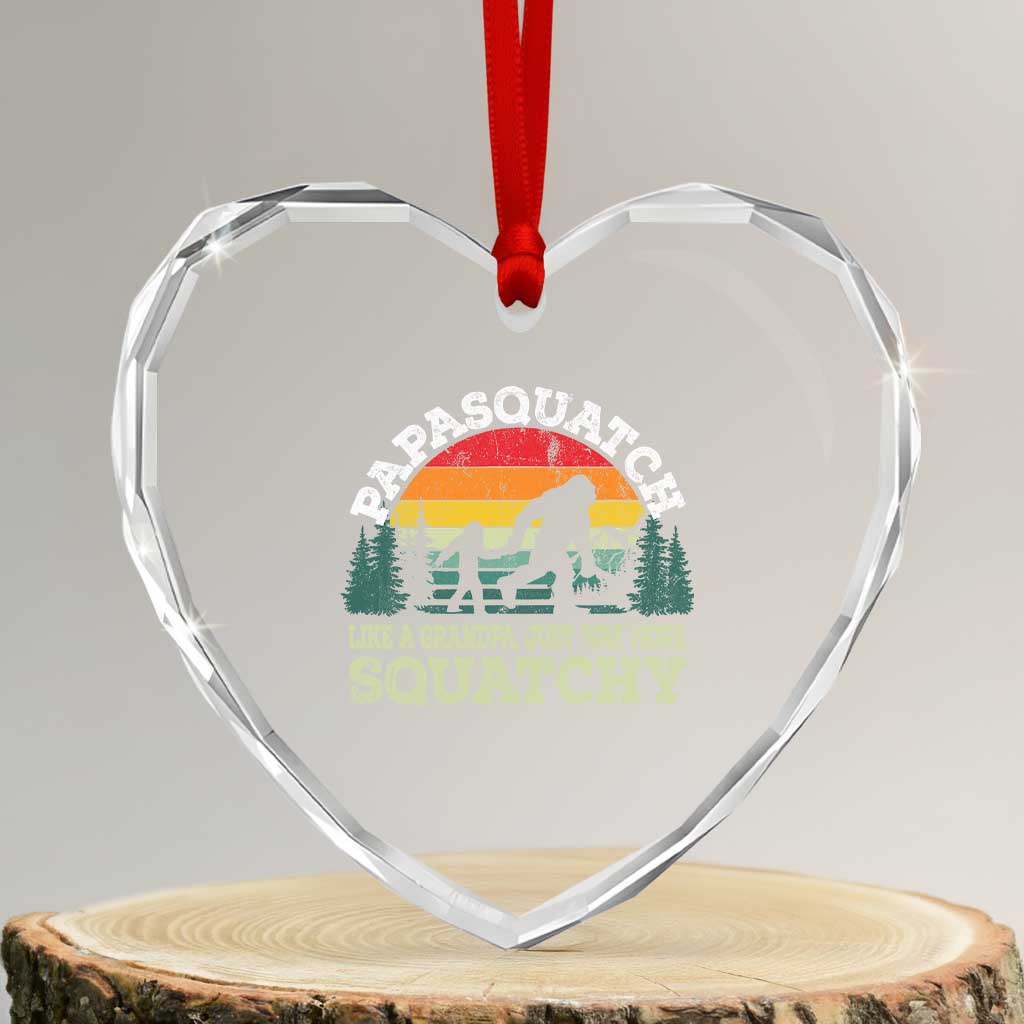 Grandpa Bigfoot Heart Crystal Glass Ornament Retro Sasquatch Funny - Wonder Print Shop