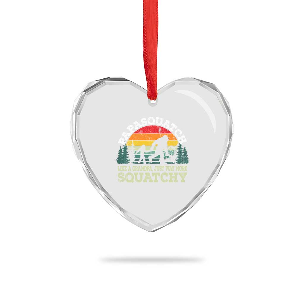 Grandpa Bigfoot Heart Crystal Glass Ornament Retro Sasquatch Funny - Wonder Print Shop