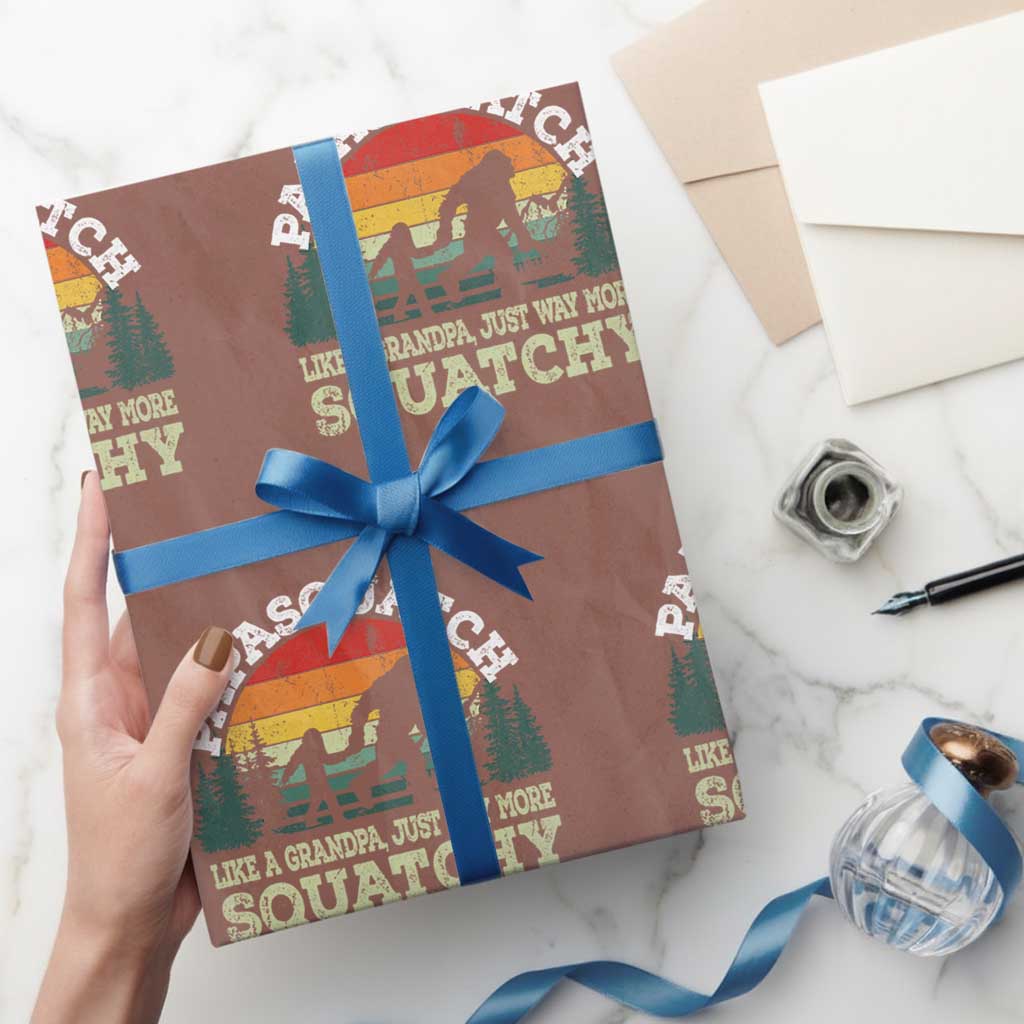 Grandpa Bigfoot Wrapping Paper Roll Retro Sasquatch Funny - Wonder Print Shop