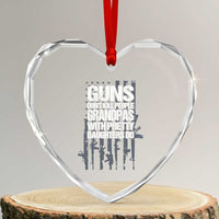 Grandpas With Pretty Daughters Heart Crystal Glass Ornament Funny Grandpa Gun American Flag