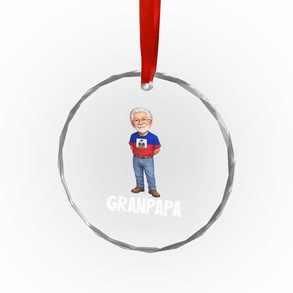 Granpapa Haitian Creole Grandpa Pride Crystal Glass Ornament Grandfather Hispanic Haiti Heritage Father's Day