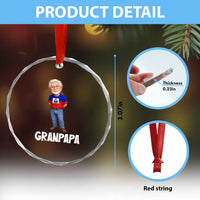 Granpapa Haitian Creole Grandpa Pride Crystal Glass Ornament Grandfather Hispanic Haiti Heritage Father's Day