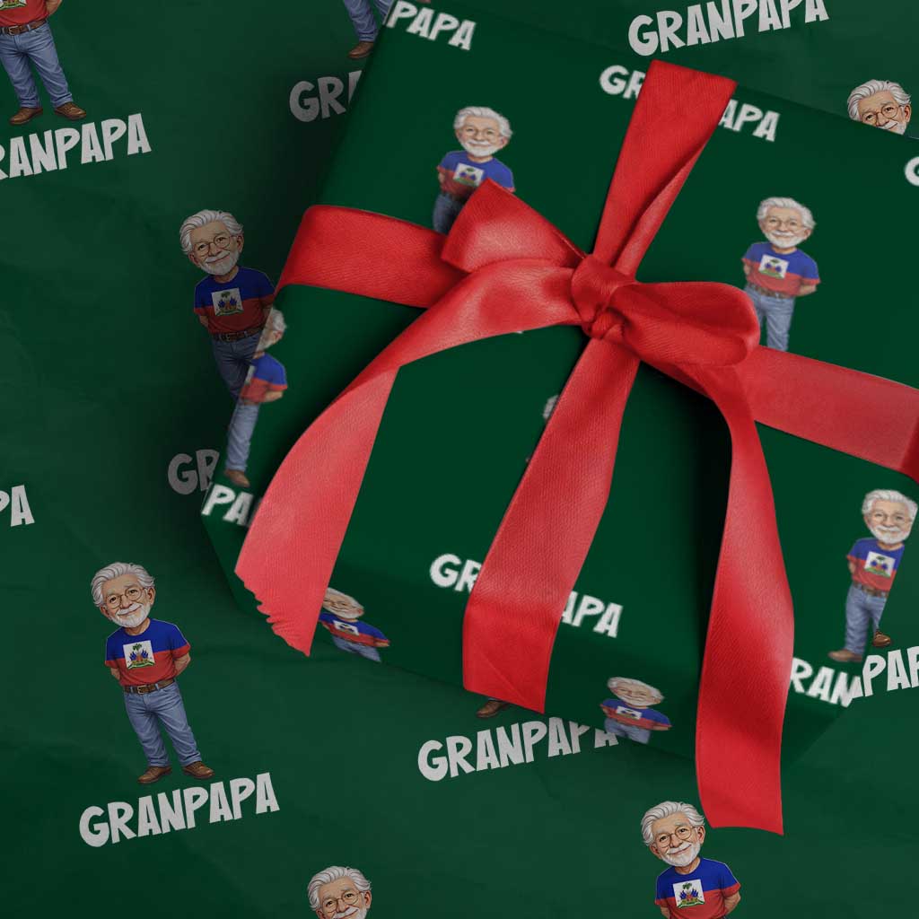 Granpapa Haitian Creole Grandpa Pride Wrapping Paper Roll Grandfather Hispanic Haiti Heritage Father's Day