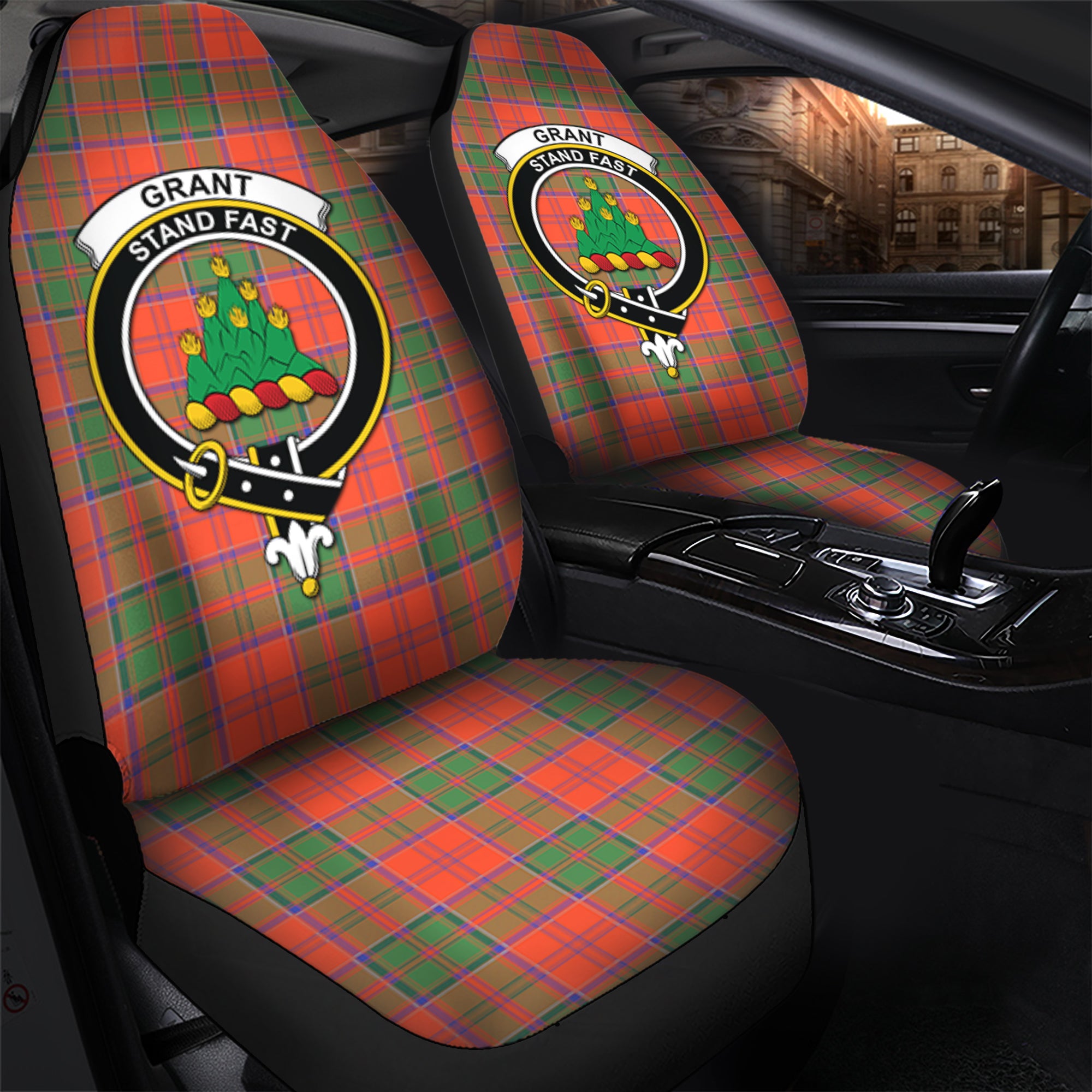 Grant Ancient Clan Tartan Car Seat Cover, Family Crest Tartan Seat Cover TS23
