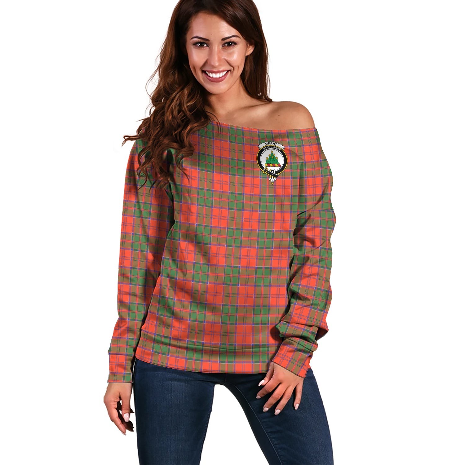 grant-ancient-clan-tartan-off-shoulder-sweater-family-crest-sweater-for-women