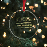Greatest Dads Get Promoted To Grandpa Crystal Glass Ornament Retro Camo American Flag New Grandpa Gift