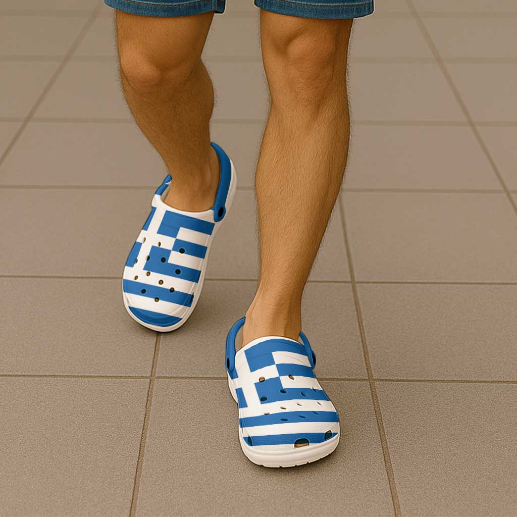 Greece Clogs Shoes Flag Color Inspiration - Wonder Print Shop