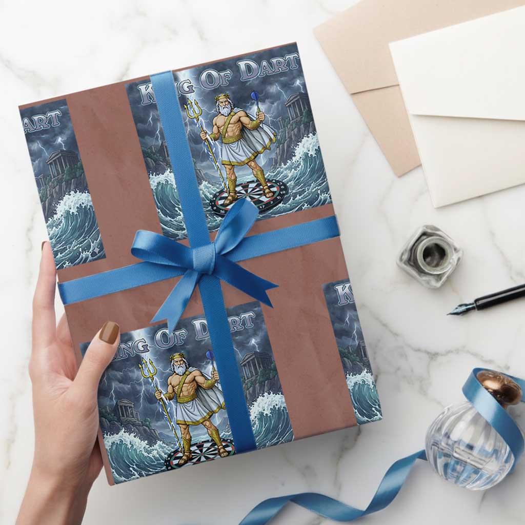 Greek Mythology Poseidon Dart Player Wrapping Paper Roll King Of Dart Trident Thrower - Wonder Print Shop