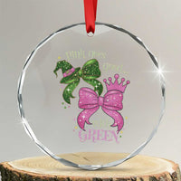 Green and Pink Coquette Bow Crystal Glass Ornament Pink Goes Good With Green TS02