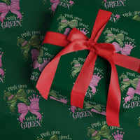Green and Pink Coquette Bow Wrapping Paper Roll Pink Goes Good With Green