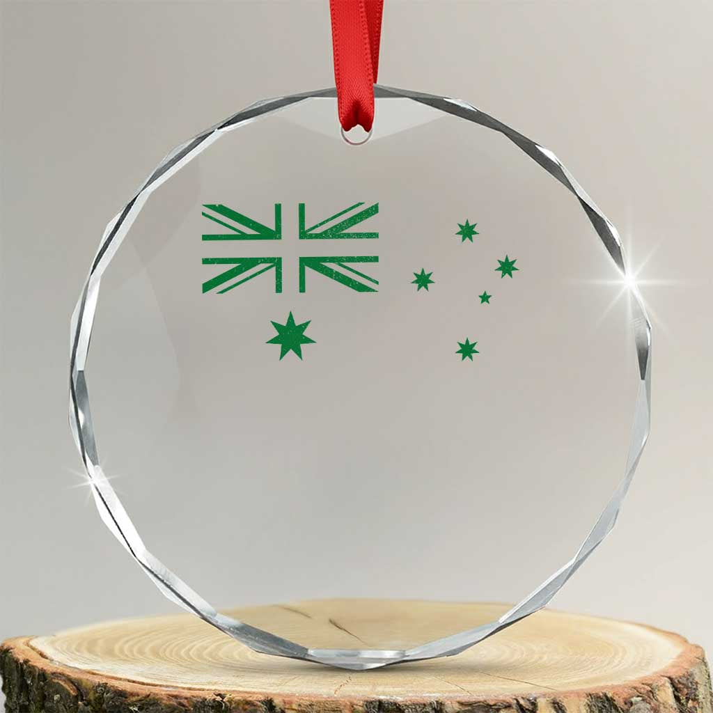 Green Australian Flag Crystal Glass Ornament Australia Patriotic Country Pride Monochrome Minimalist Graphic
