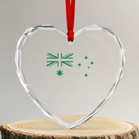 Green Australian Flag Heart Crystal Glass Ornament Australia Patriotic Country Pride Monochrome Minimalist Graphic