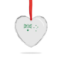 Green Australian Flag Heart Crystal Glass Ornament Australia Patriotic Country Pride Monochrome Minimalist Graphic