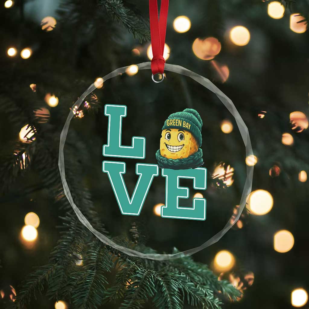 Green Bay Cheesehead Crystal Glass Ornament Football Fan Supporter Gift Idea - Wonder Print Shop