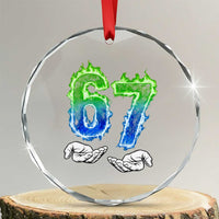 Green Fire Flame Six Seven Crystal Glass Ornament Trendy Meme Gift