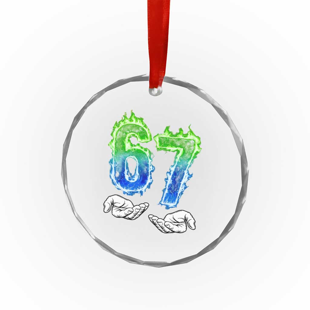 Green Fire Flame Six Seven Crystal Glass Ornament Trendy Meme Gift