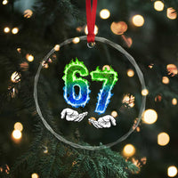 Green Fire Flame Six Seven Crystal Glass Ornament Trendy Meme Gift