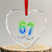 Green Fire Flame Six Seven Heart Crystal Glass Ornament Trendy Meme Gift