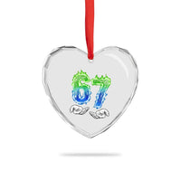 Green Fire Flame Six Seven Heart Crystal Glass Ornament Trendy Meme Gift