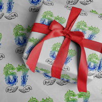 Green Fire Flame Six Seven Wrapping Paper Roll Trendy Meme Gift