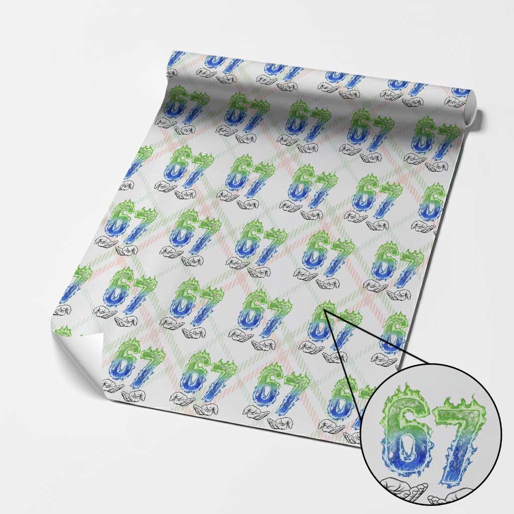 Green Fire Flame Six Seven Wrapping Paper Roll Trendy Meme Gift
