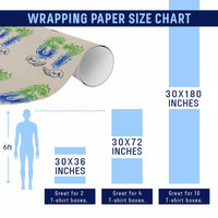 Green Fire Flame Six Seven Wrapping Paper Roll Trendy Meme Gift
