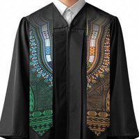 Green-gold Dashiki and Tapa Pattern Graduation Stole Africa-Polynesia Together Culture