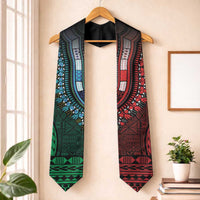 Green-red Dashiki and Tapa Pattern Graduation Stole Africa-Polynesia Together Culture