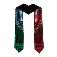 Green-red Dashiki and Tapa Pattern Graduation Stole Africa-Polynesia Together Culture