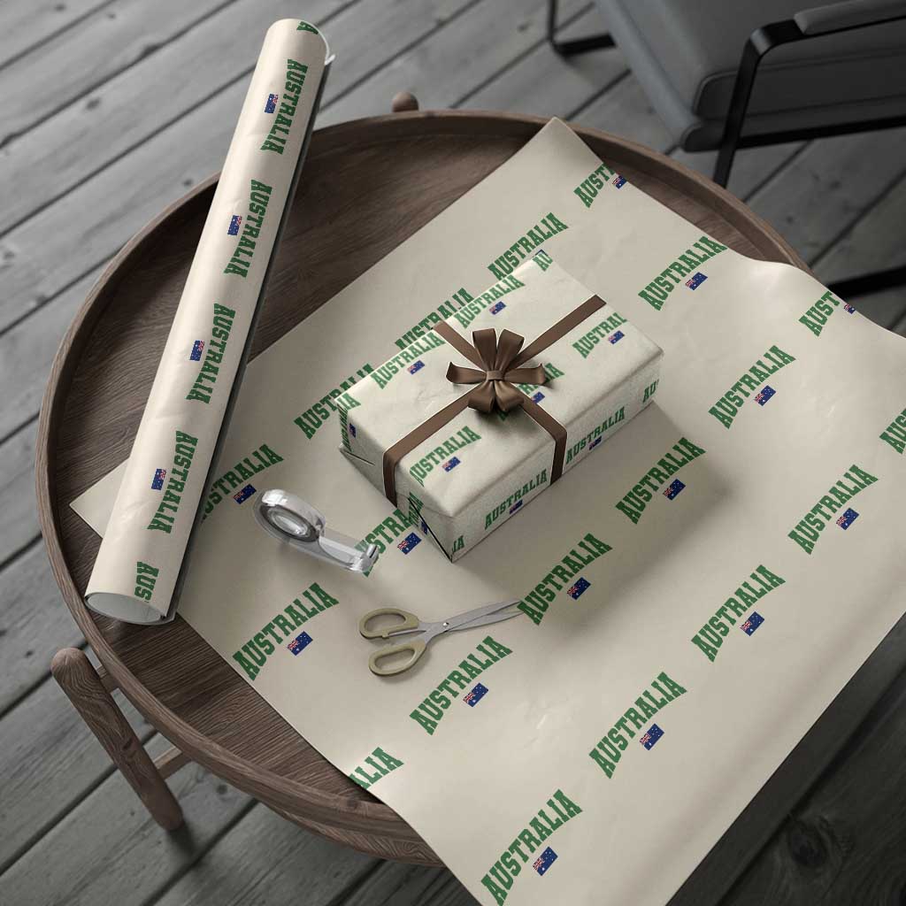 Green Yellow Australia Wrapping Paper Roll Down Under Team Australia Flag Varsity Lettering Soccer Fans Football Tournament
