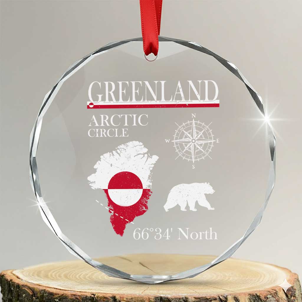 Greenland Arctic Circle Crystal Glass Ornament Map Compass and Polar Bear Adventure