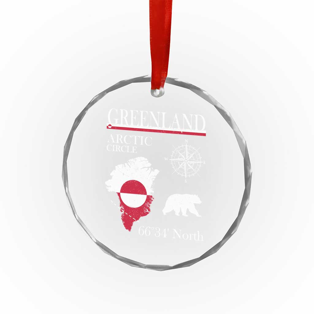 Greenland Arctic Circle Crystal Glass Ornament Map Compass and Polar Bear Adventure