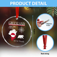 Greenland Arctic Circle Crystal Glass Ornament Map Compass and Polar Bear Adventure