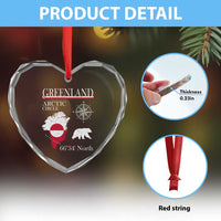 Greenland Arctic Circle Heart Crystal Glass Ornament Map Compass and Polar Bear Adventure