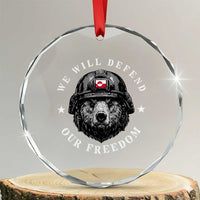 Greenland Bear We Will Defend Our Freedom Crystal Glass Ornament Polar Bear Soldier National Pride