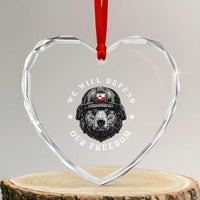 Greenland Bear We Will Defend Our Freedom Heart Crystal Glass Ornament Polar Bear Soldier National Pride