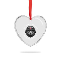 Greenland Bear We Will Defend Our Freedom Heart Crystal Glass Ornament Polar Bear Soldier National Pride