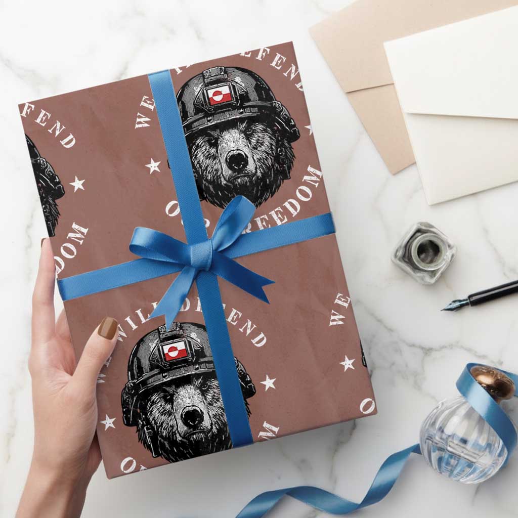 Greenland Bear We Will Defend Our Freedom Wrapping Paper Roll Polar Bear Soldier National Pride