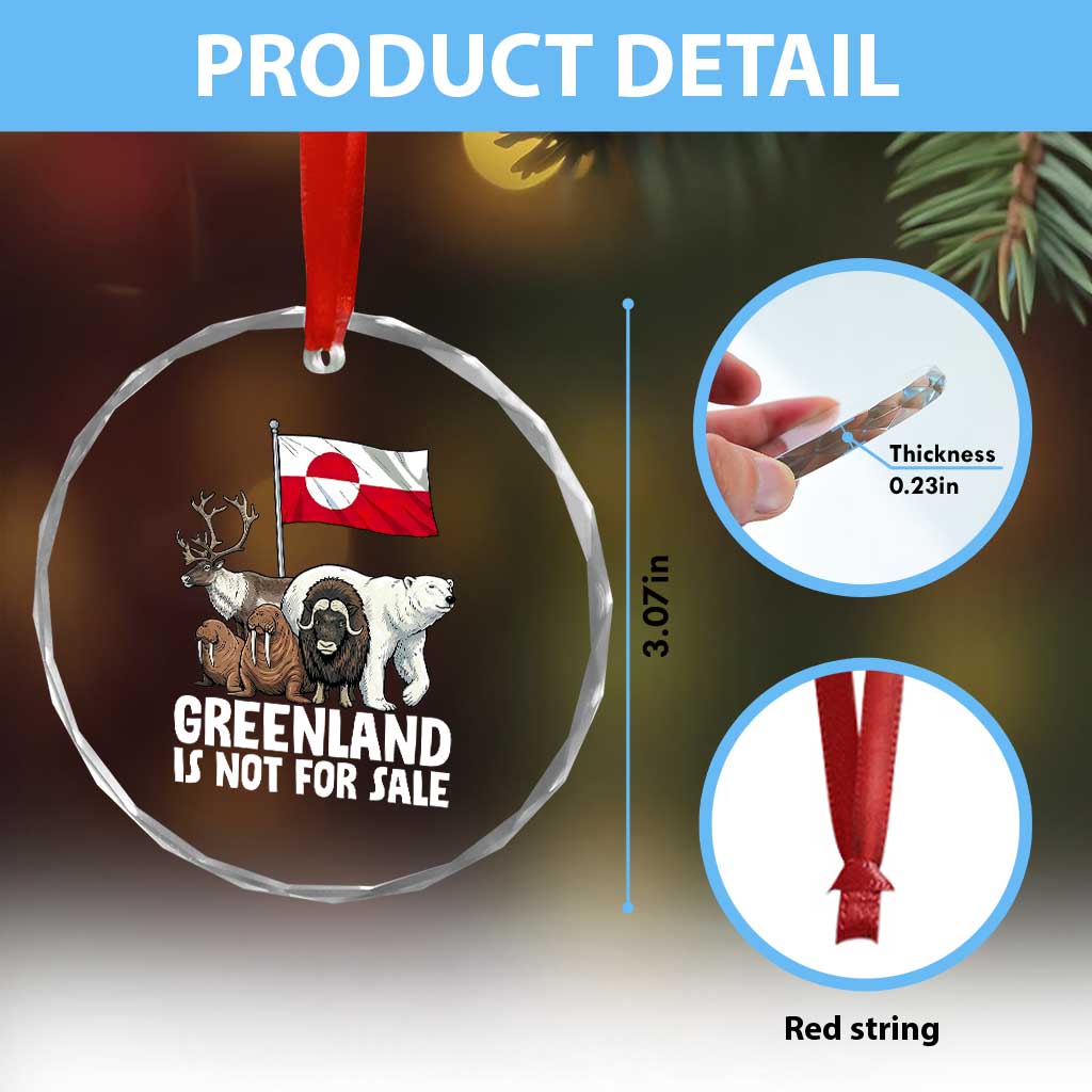 Greenland Is Not For Sale Crystal Glass Ornament Arctic Animal Resist Protest Greenland Flag