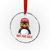 Greenland Is Not for Sale Crystal Glass Ornament Funny Nihilist Penguin FDT Political Meme