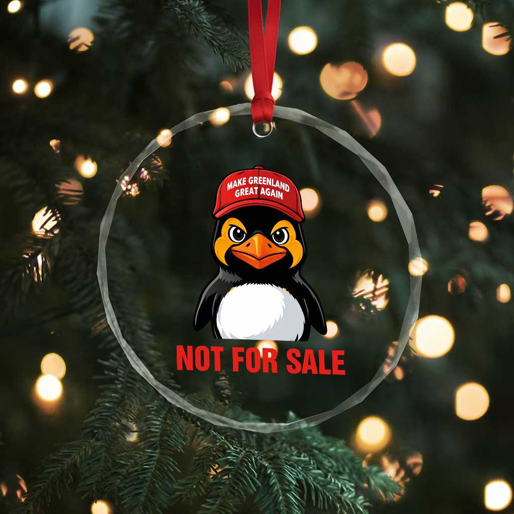 Greenland Is Not for Sale Crystal Glass Ornament Funny Nihilist Penguin FDT Political Meme