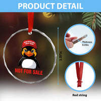 Greenland Is Not for Sale Crystal Glass Ornament Funny Nihilist Penguin FDT Political Meme