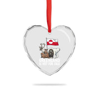 Greenland Is Not For Sale Heart Crystal Glass Ornament Arctic Animal Resist Protest Greenland Flag