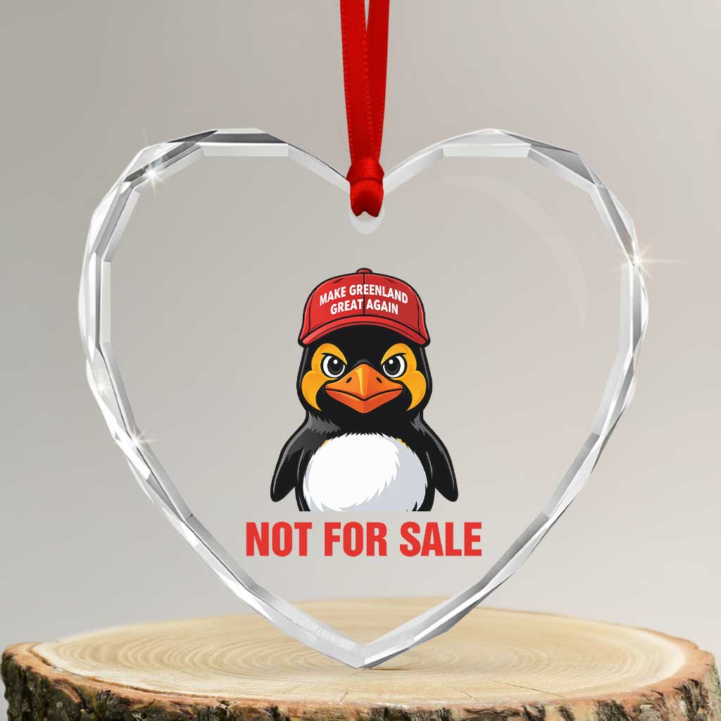 Greenland Is Not for Sale Heart Crystal Glass Ornament Funny Nihilist Penguin FDT Political Meme
